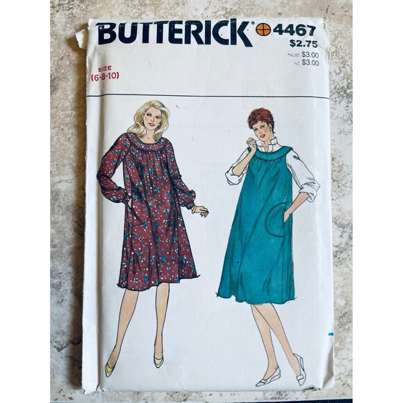 Vintage 1980s Butterick 4467 Maternity Sewing Pattern Dress Jumper Sz 6-8 UNCUT - Picture 1 of 2